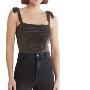 Free People Haven Velvet Bodysuit In Gray Lilac Size XS NWT